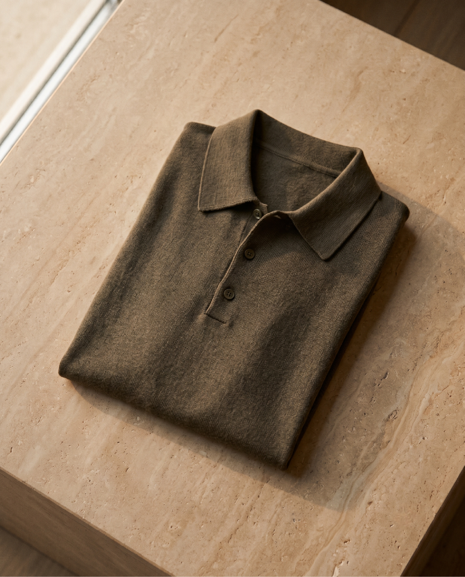 minimal menswear olive knit polo
